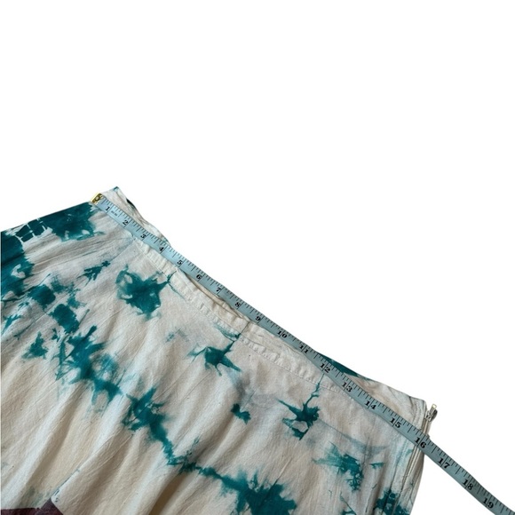 Green Habit Boho Full A Line Cotton Green Oatmeal Art to Wear Midi Skirt US 6 - Picture 8 of 15